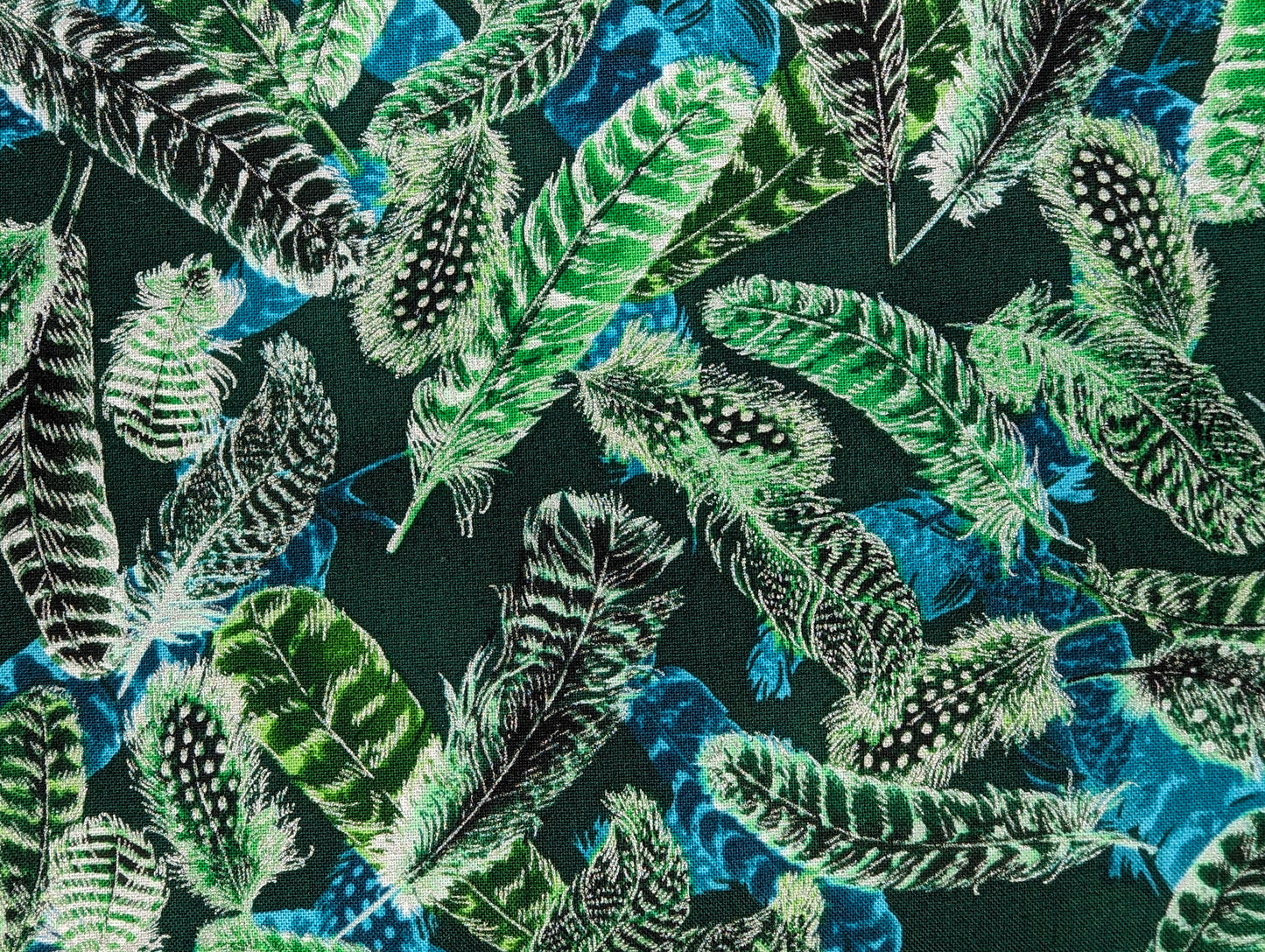 Gilded Feathers Teal Green
